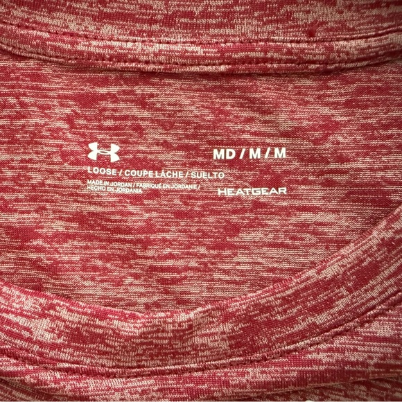 UNDER ARMOUR Red Activewear Heat Gear Short Sleeve Top Women M Medium - Picture 4 of 5